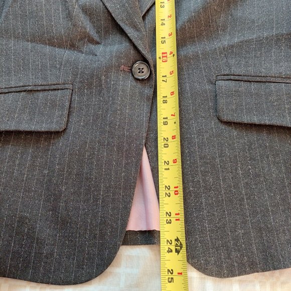 Van Heusen Gray Business PinStripe Stretchy Pants Blazer Suit Set, Sz S - Picture 8 of 12